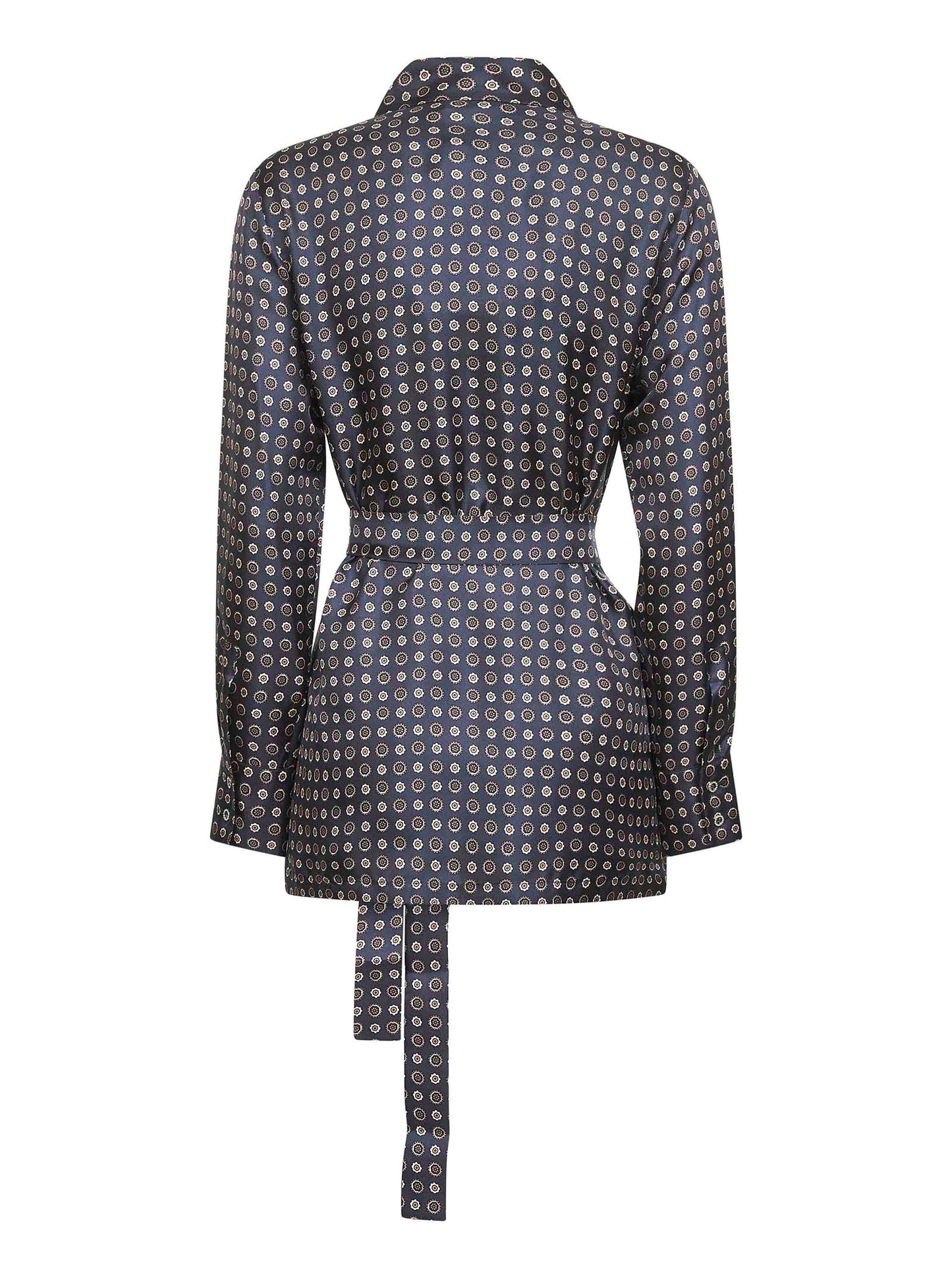 Camicia con cintura BOCCALE in twill stampato blu