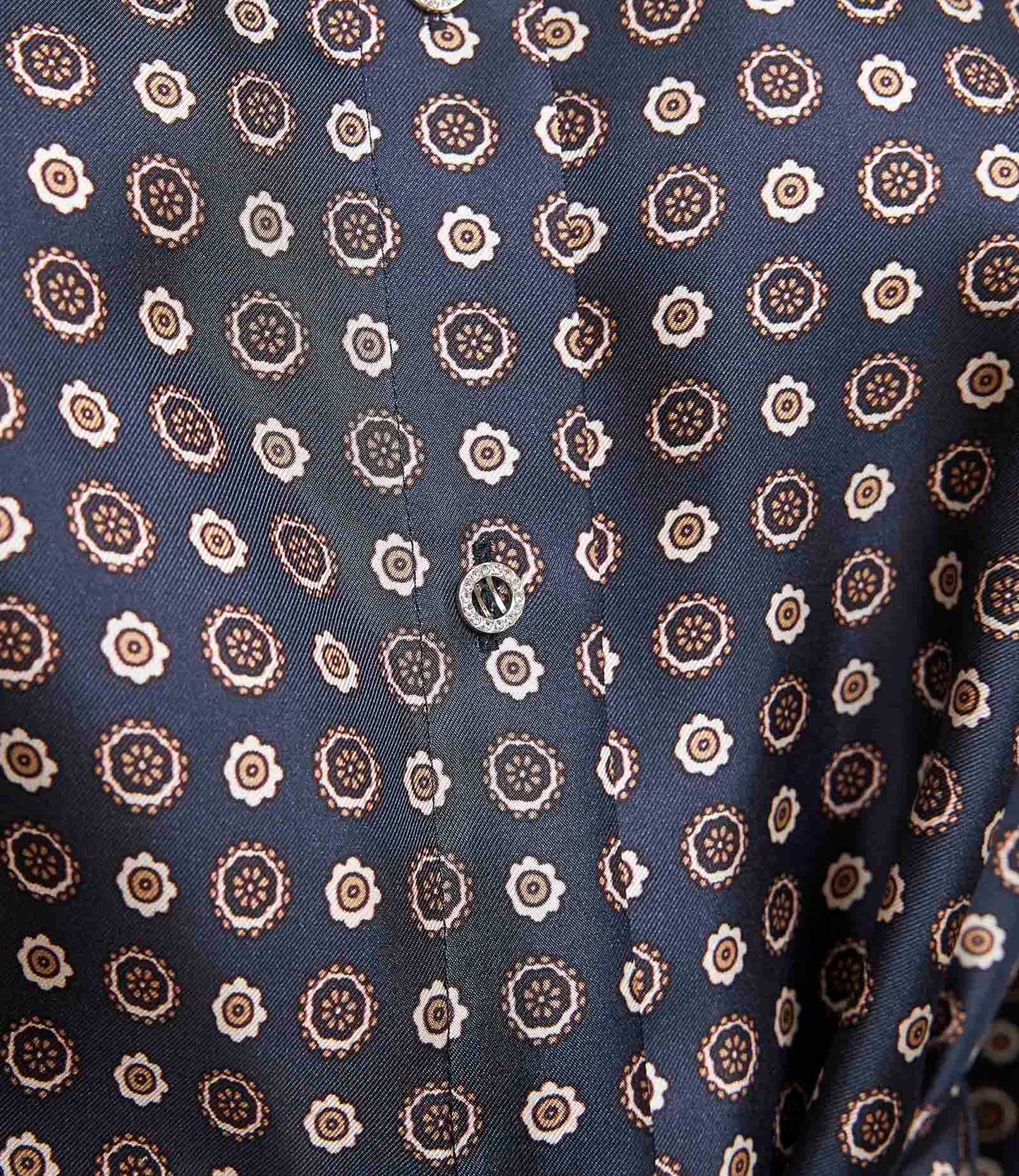 Camicia con cintura BOCCALE in twill stampato blu