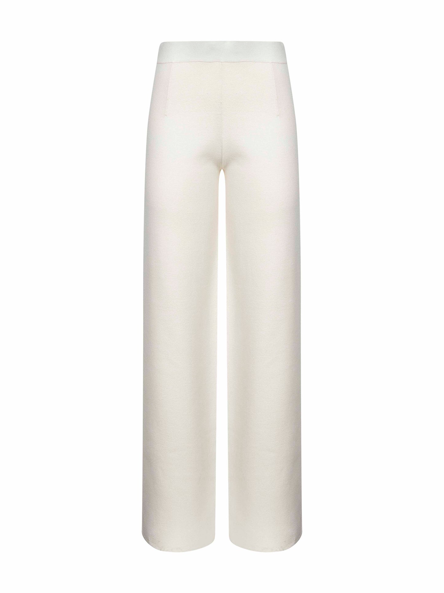 White stretch knit MARZIA straight trousers
