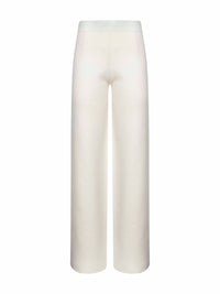 White stretch knit MARZIA straight trousers