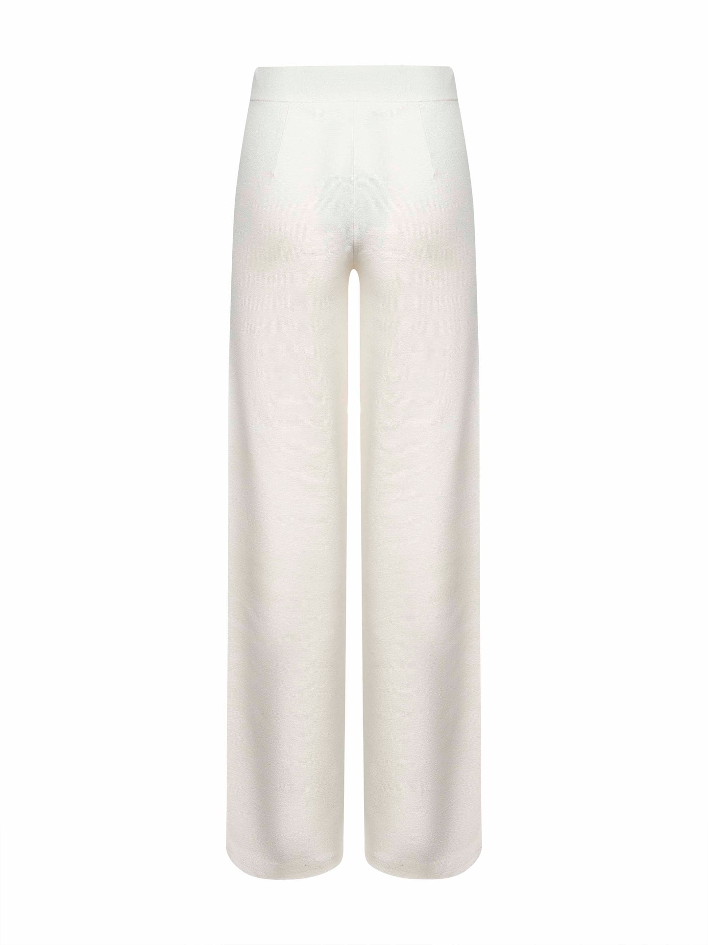 White stretch knit MARZIA straight trousers