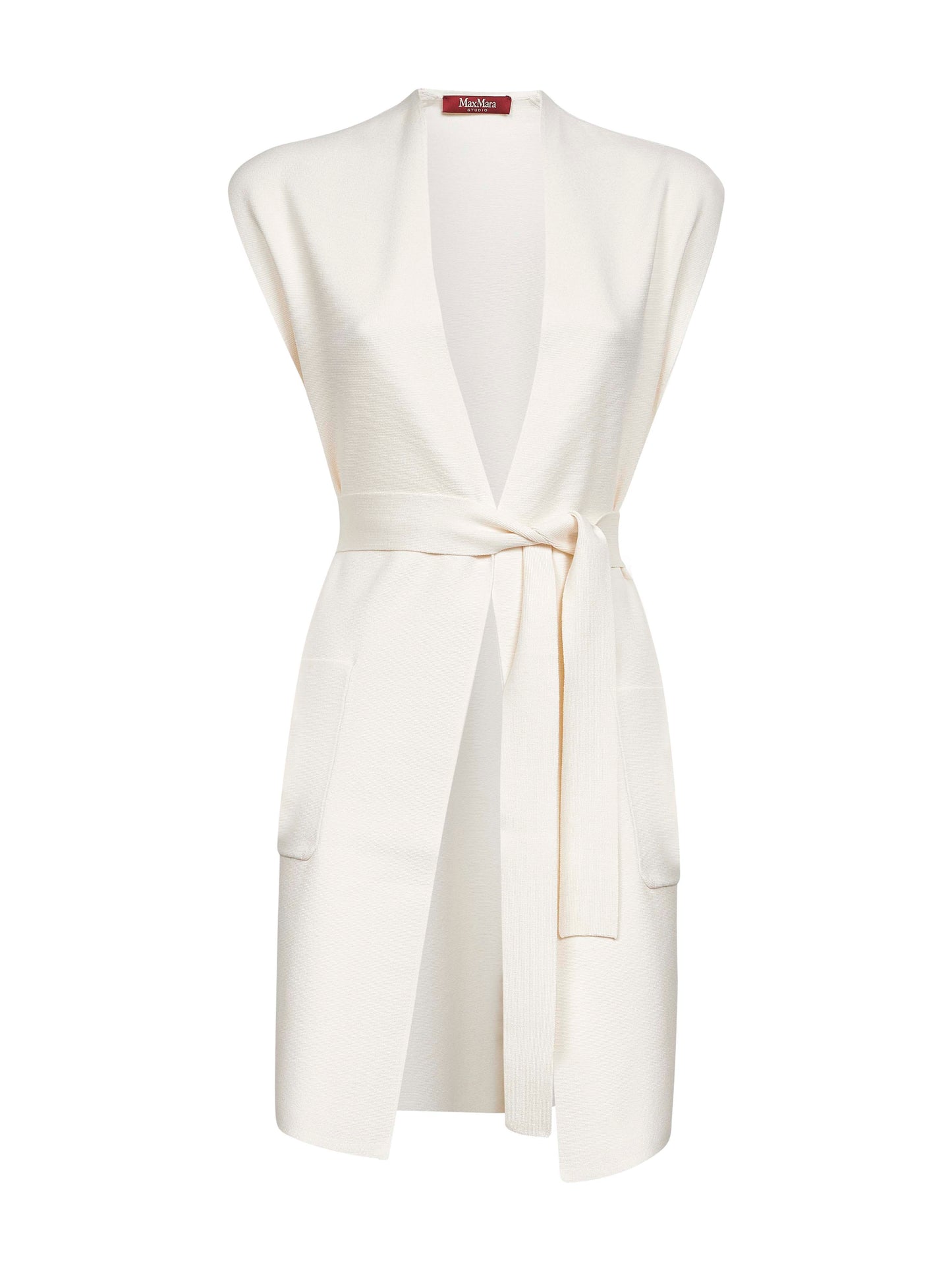 White knit ABETE long vest