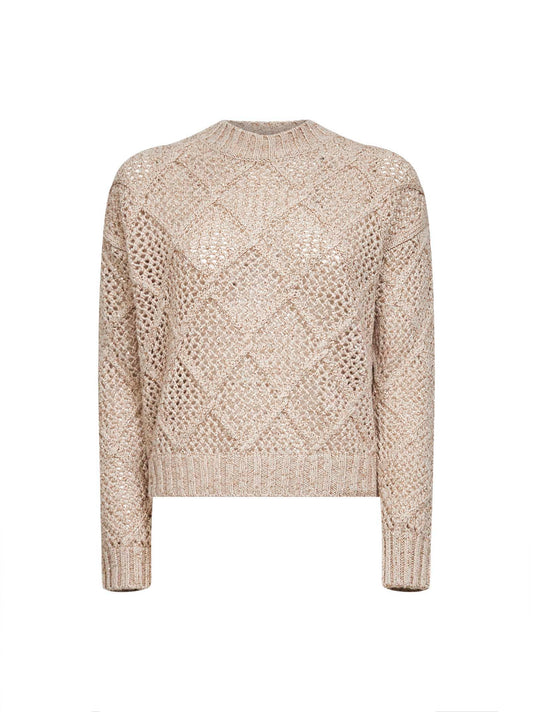 Maglia ELLADE in misto lana con paillettes beige