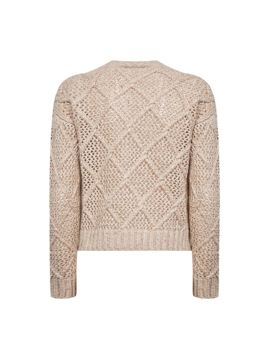 Maglia ELLADE in misto lana con paillettes beige
