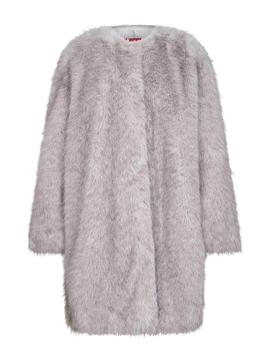 Cappotto EROS in tessuto effetto faux fur grigio