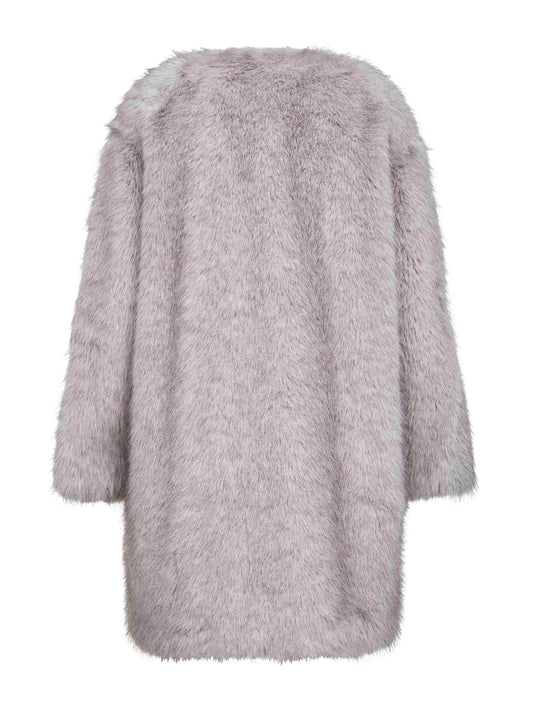 Cappotto EROS in tessuto effetto faux fur grigio