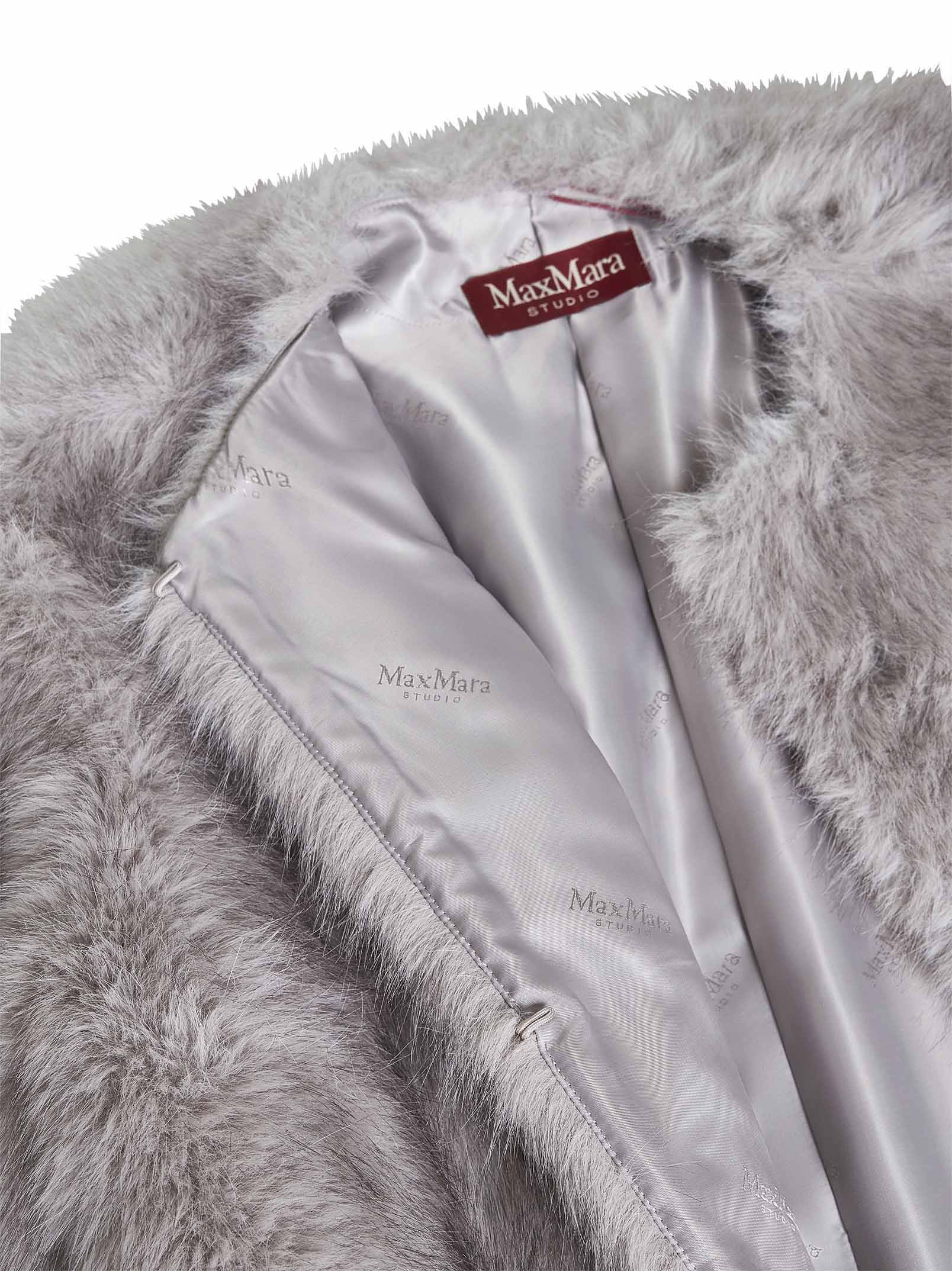 Grey faux fur-effect fabric EROS coat – Daniello.com