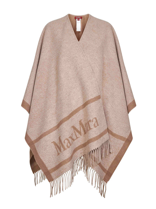 Beige jacquard wool HILDE poncho