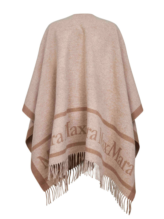Beige jacquard wool HILDE poncho