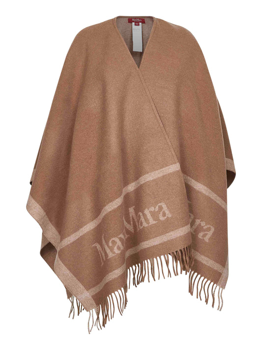 Camel jacquard wool HILDE poncho