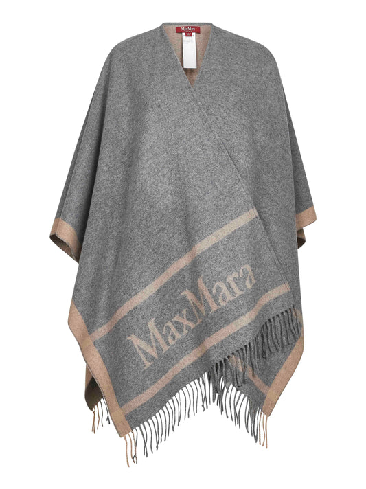 Grey jacquard wool HILDE poncho