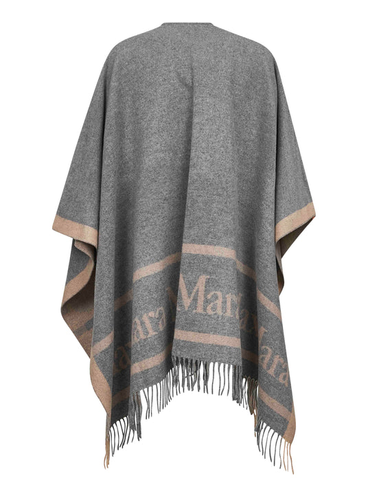 Grey jacquard wool HILDE poncho