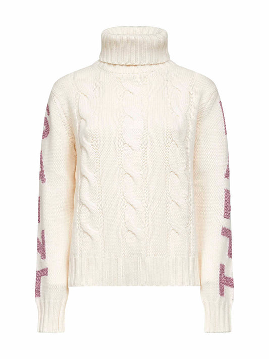 Dolcevita Adler avorio con lettering lurex
