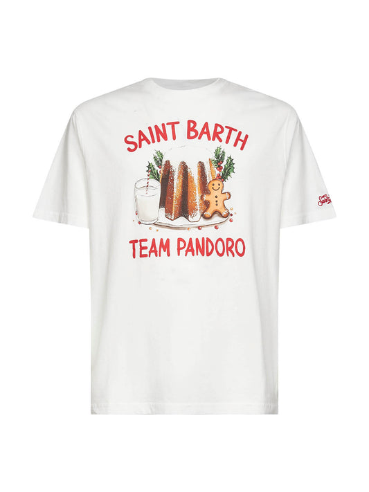 White printed and embroidered Arnott T-Shirt