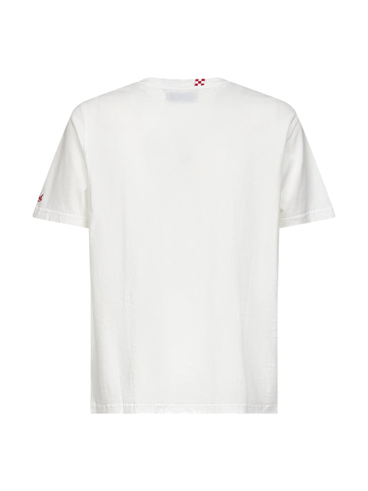 White printed and embroidered Arnott T-Shirt