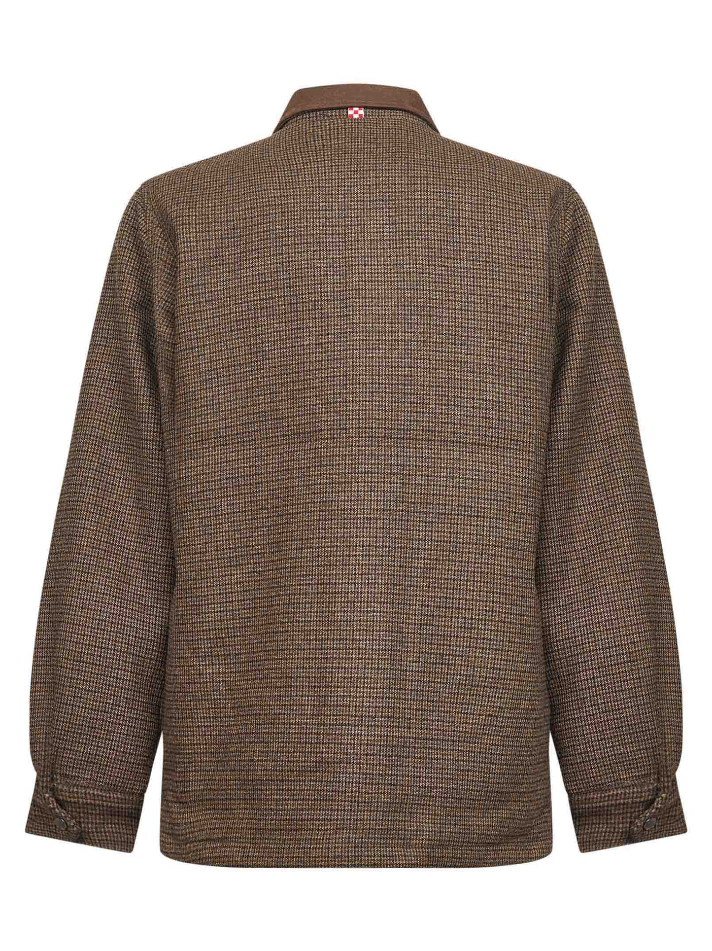 Brown houndstooth wool blend Bexley shirt jacket