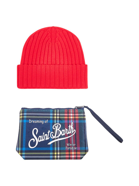 Red beanie and pouch Christmas box