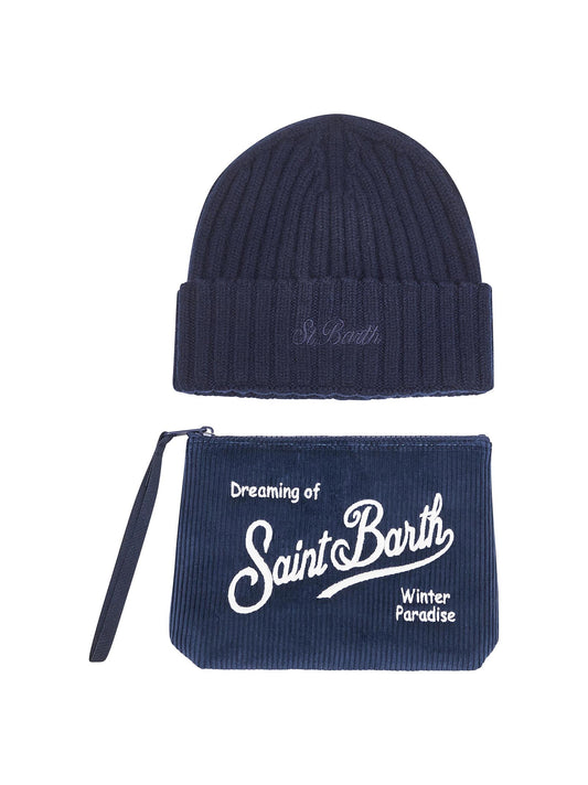 Blue beanie and pouch Christmas box