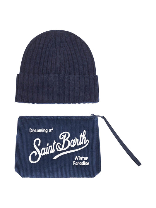 Blue beanie and pouch Christmas box