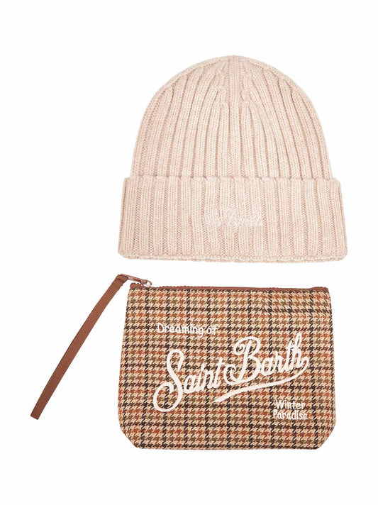 Beige beanie and pouch Christmas box