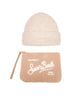 Christmas box beige con berretto e pochette