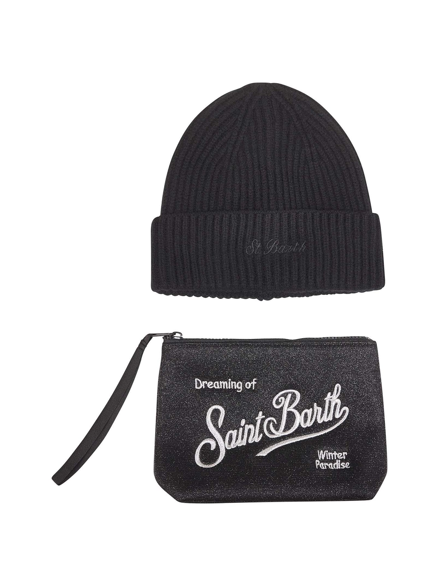 Christmas box nero con berretto e pochette<BR/>