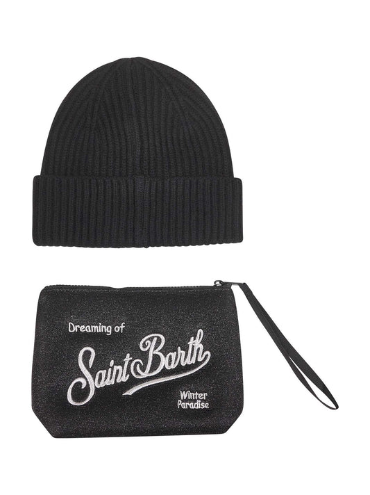 Christmas box nero con berretto e pochette<BR/>