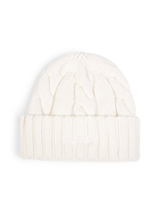 Off-white cable-knit wool Cannon beanie