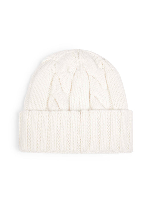 Off-white cable-knit wool Cannon beanie
