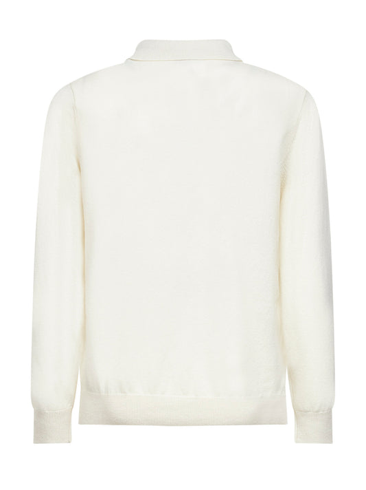 Ivory wool and cashmere knit Covent polo shirt