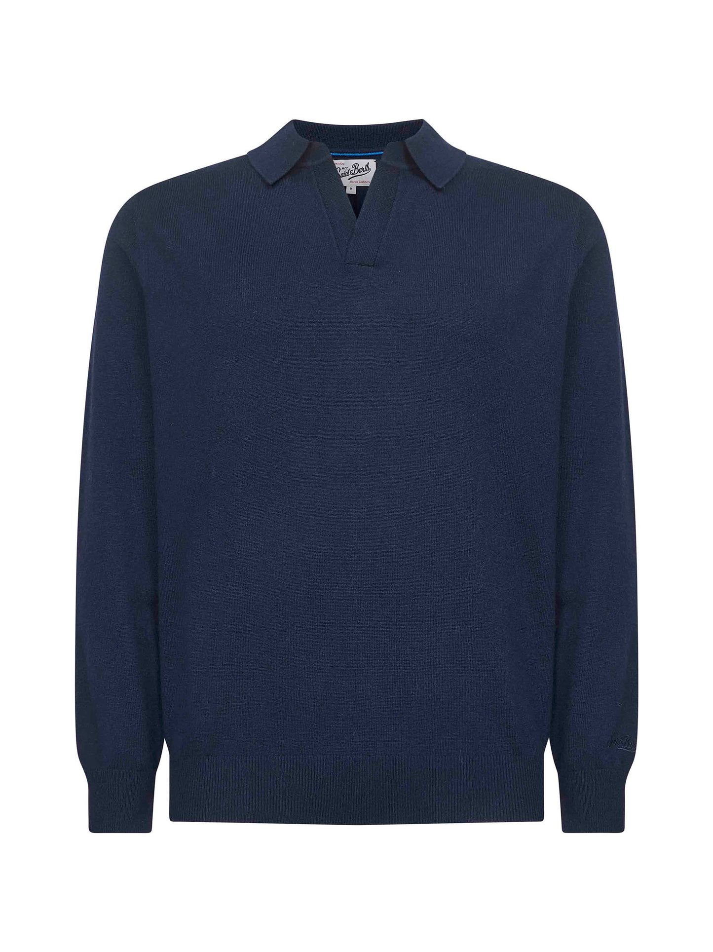 Blue wool and cashmere knit Covent polo shirt