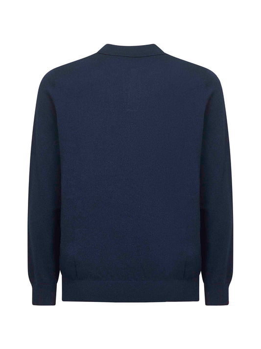 Blue wool and cashmere knit Covent polo shirt