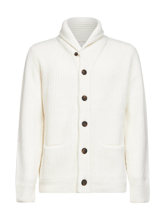 Ivory ribbed wool Glasgow cardigan