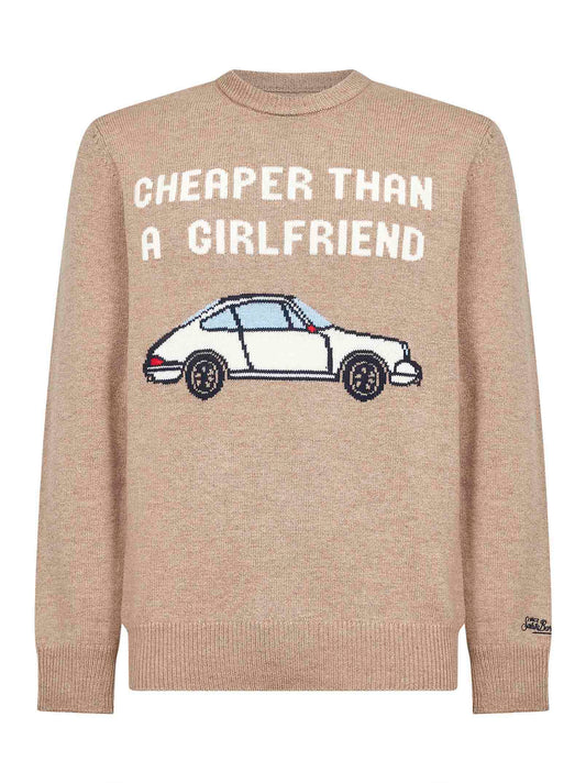 Beige Heron embroidered sweater