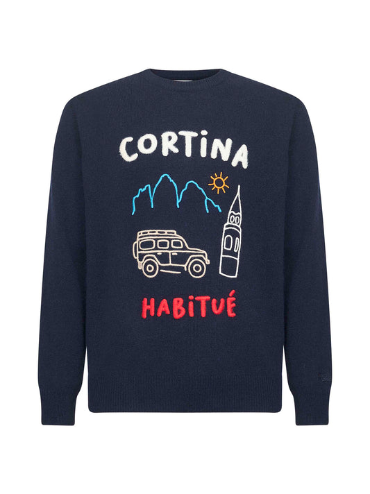 Blue Heron embroidered sweater