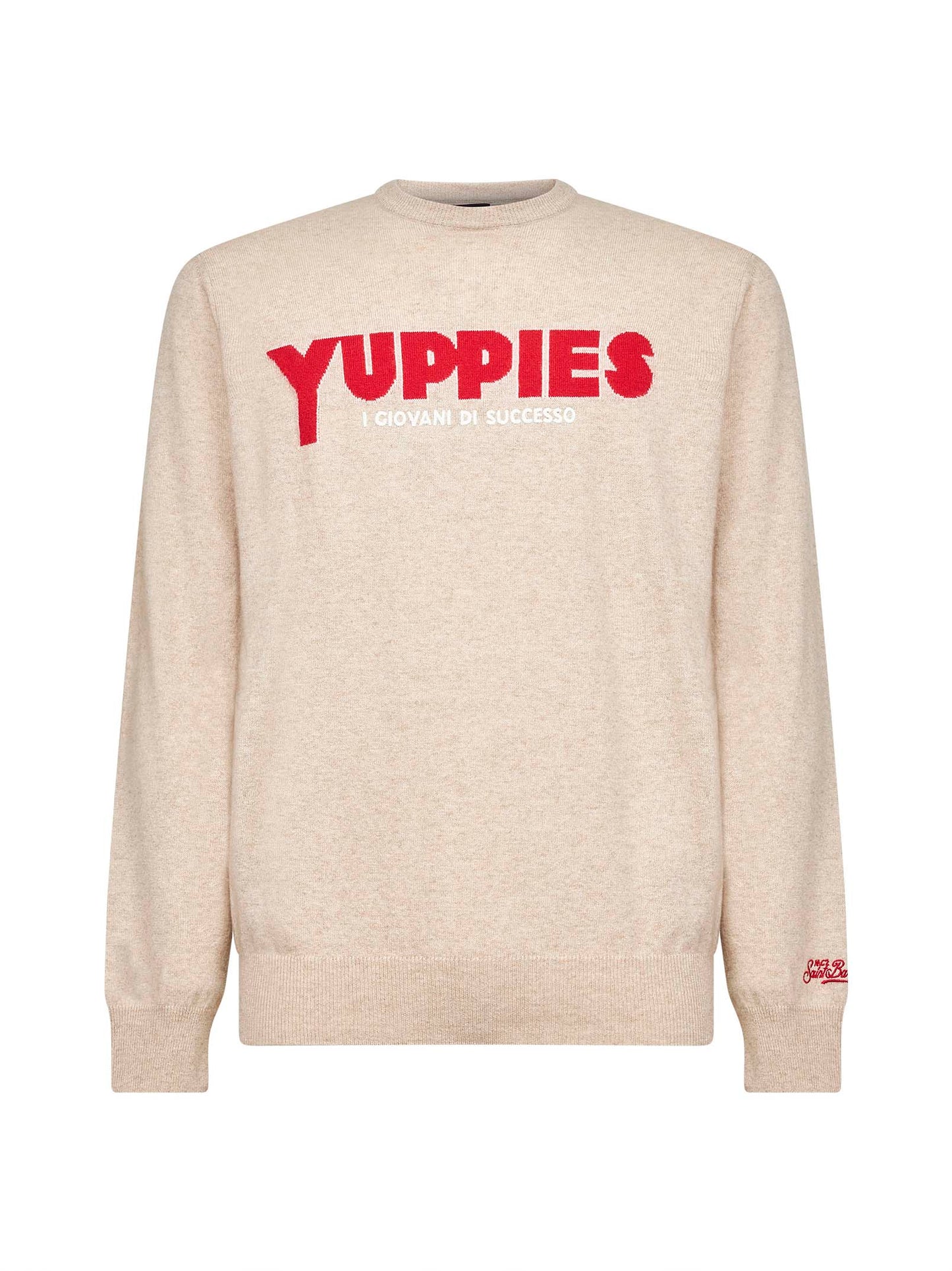 Beige Heron Light embroidered crewneck sweater