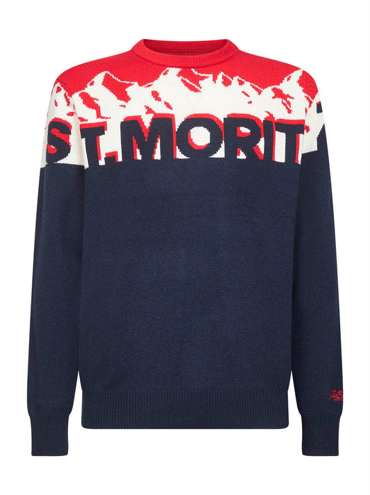 Wool blend jacquard postcard Heron sweater