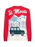 Red wool blend jacquard postcard Heron sweater