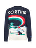 Blue wool blend jacquard postcard Heron sweater
