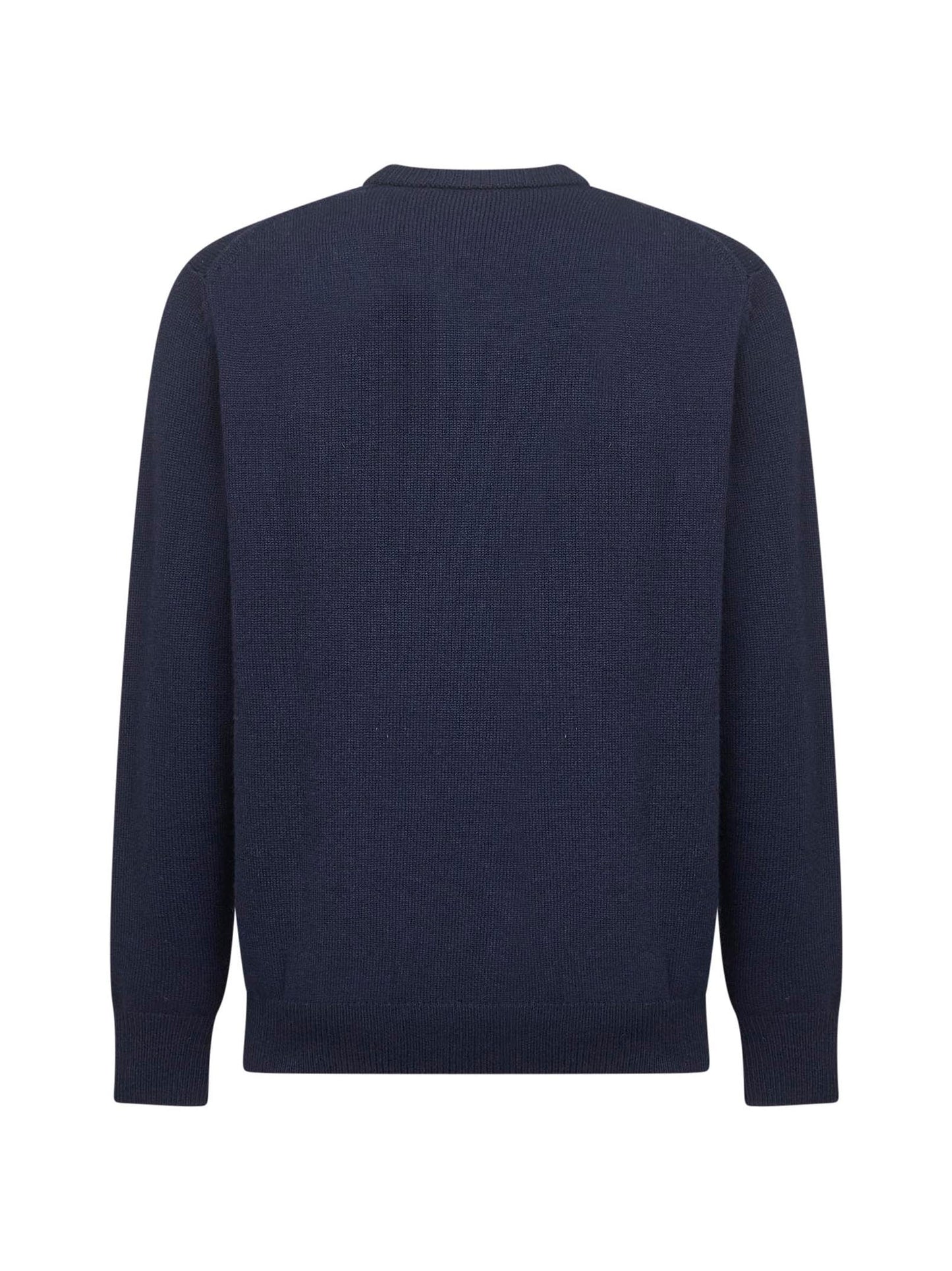 Blue wool blend jacquard postcard Heron sweater