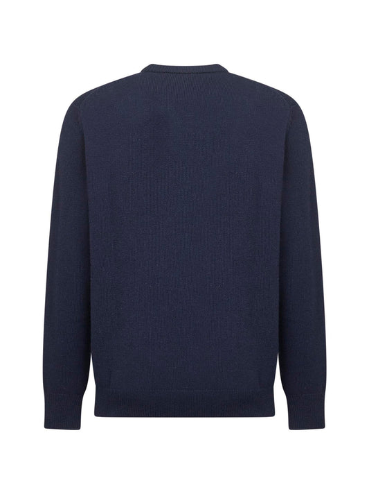 Blue wool blend jacquard postcard Heron sweater