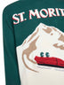 Green wool blend jacquard postcard Heron sweater<BR/>