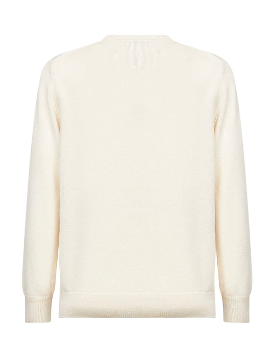 Ivory wool blend jacquard postcard Heron sweater