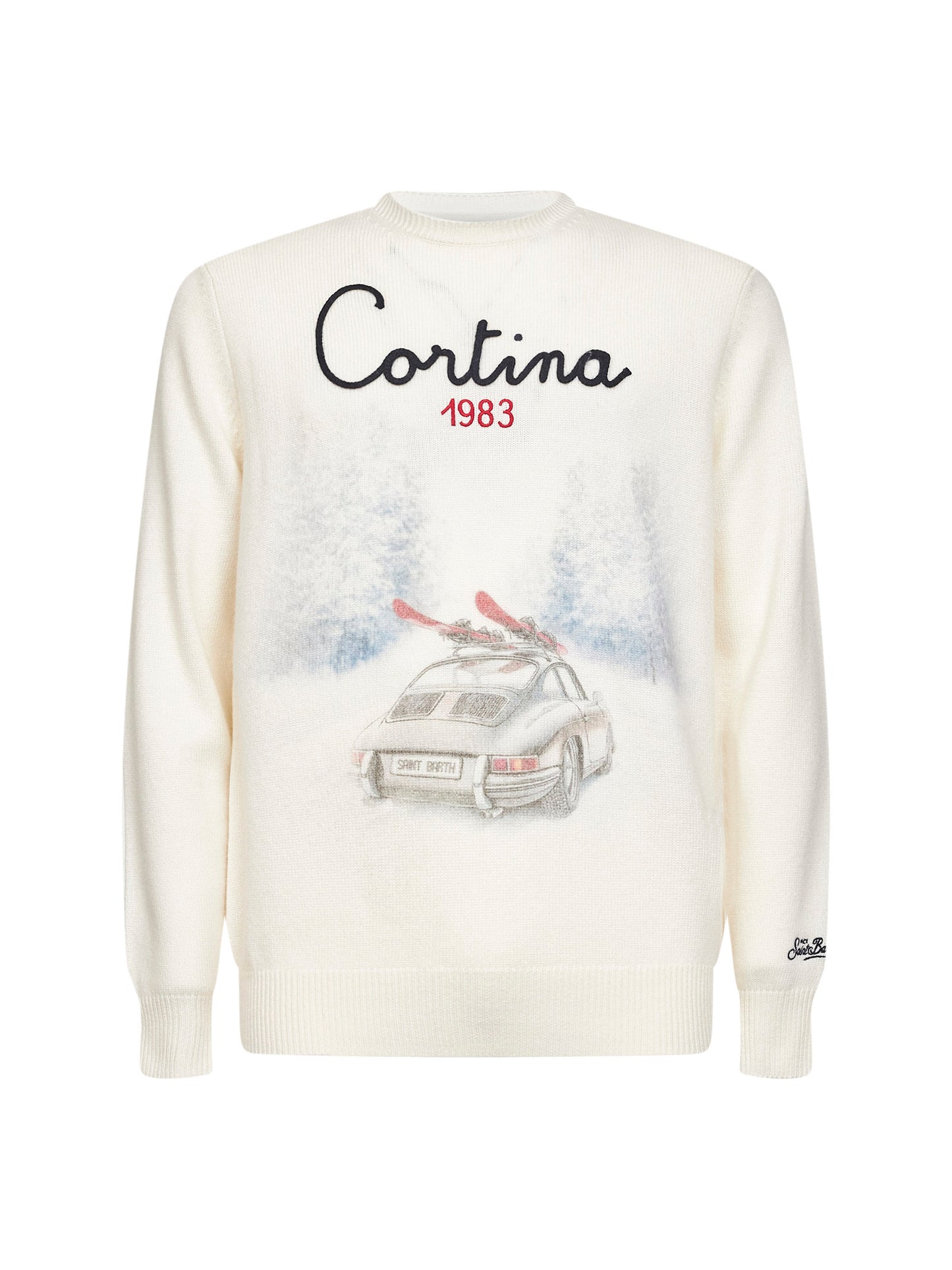Ivory jacquard print Heron sweater