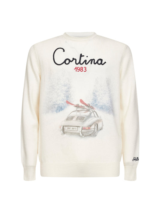 Maglione Heron avorio con stampa jacquard