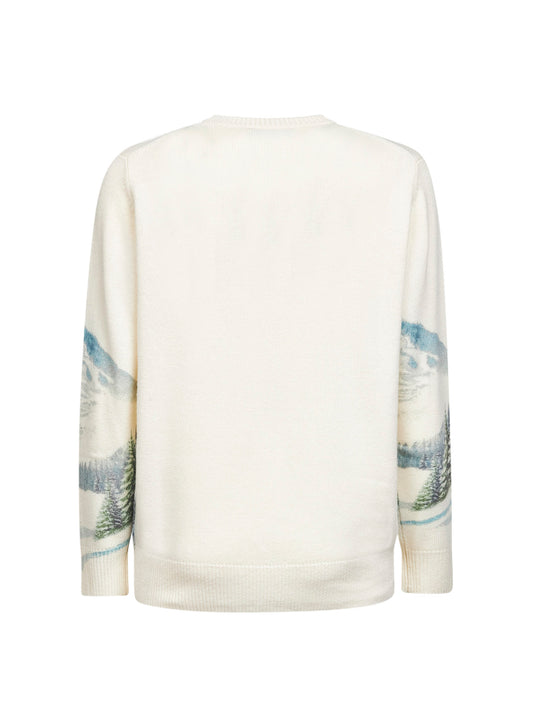Maglione Heron avorio con stampa jacquard