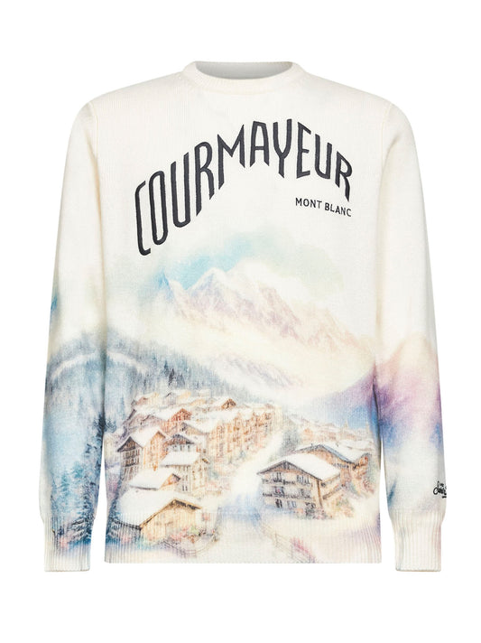 Ivory jacquard print Heron sweater