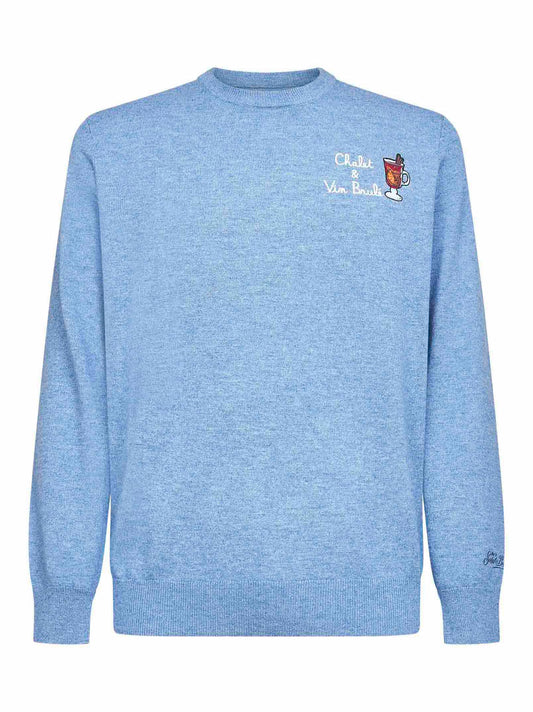 Light blue Heron Light embroidered sweater