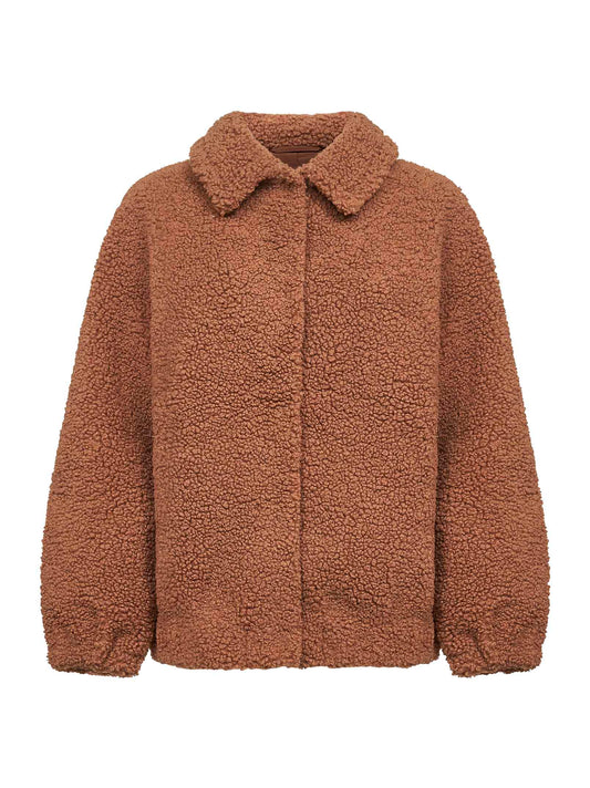 Brown teddy fabric Jeanne bomber jacket