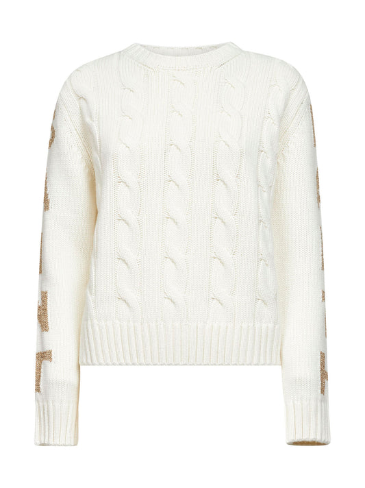 Maglione Malmo avorio con lettering lurex